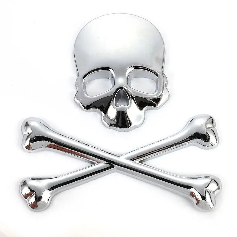 3D Metal Skull Skeleton Crossbones Car Motorcycle Sticker