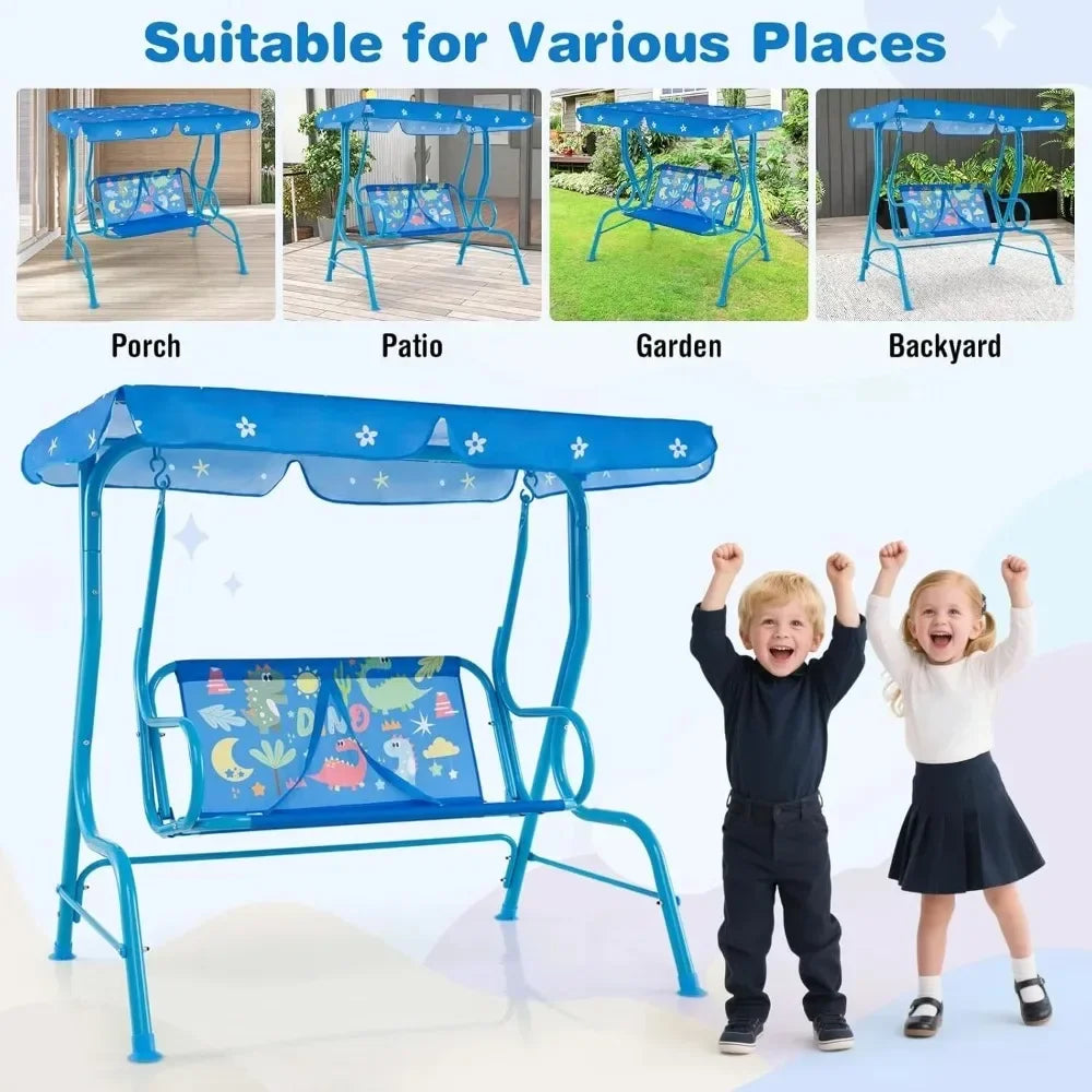 Kids 2-Seater Outdoor Porch Swing All Weather Resistant Waterproof