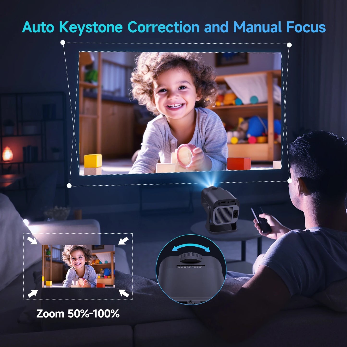 Cinema Outdoor Portable 180° Rotable Projector