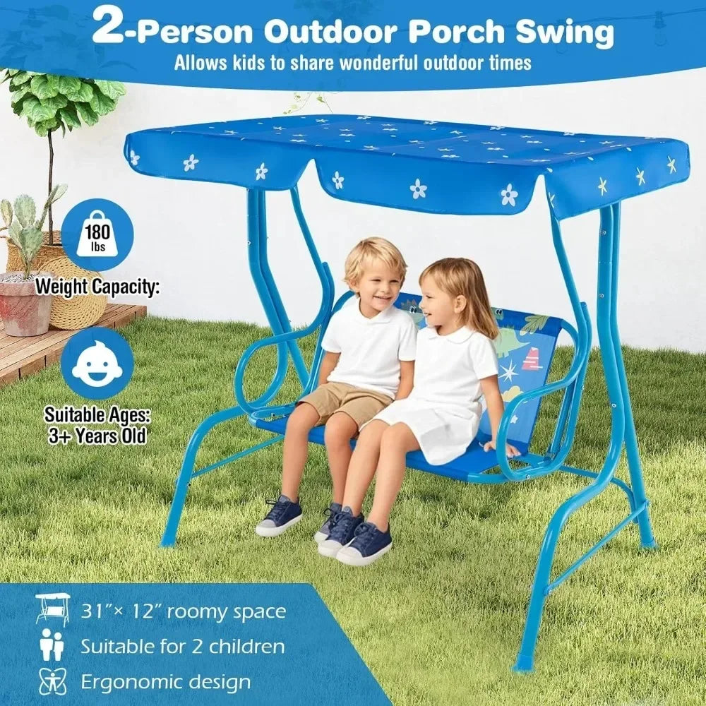 Kids 2-Seater Outdoor Porch Swing All Weather Resistant Waterproof