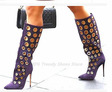 European and American Fashion Metal Hollow Out Women's Boots