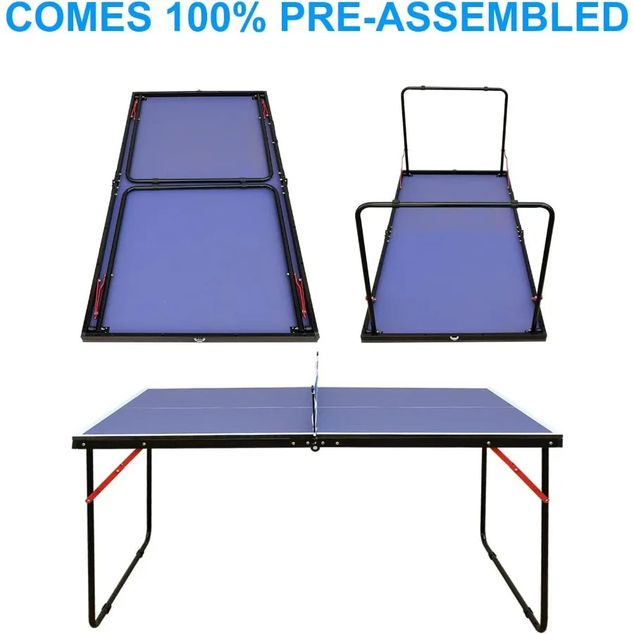 Foldable Ping Pong Table Portable 4.5FT/6FT/9FT