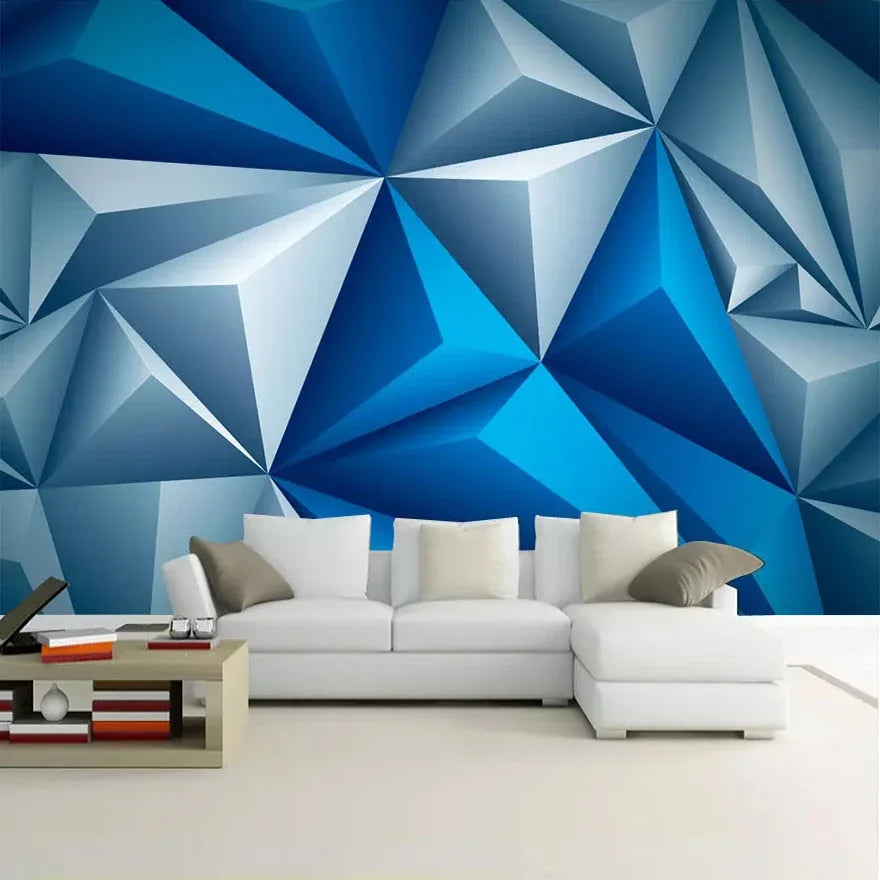 Custom 3D Wallpaper Modern Stereoscopic Blue Geometric Space