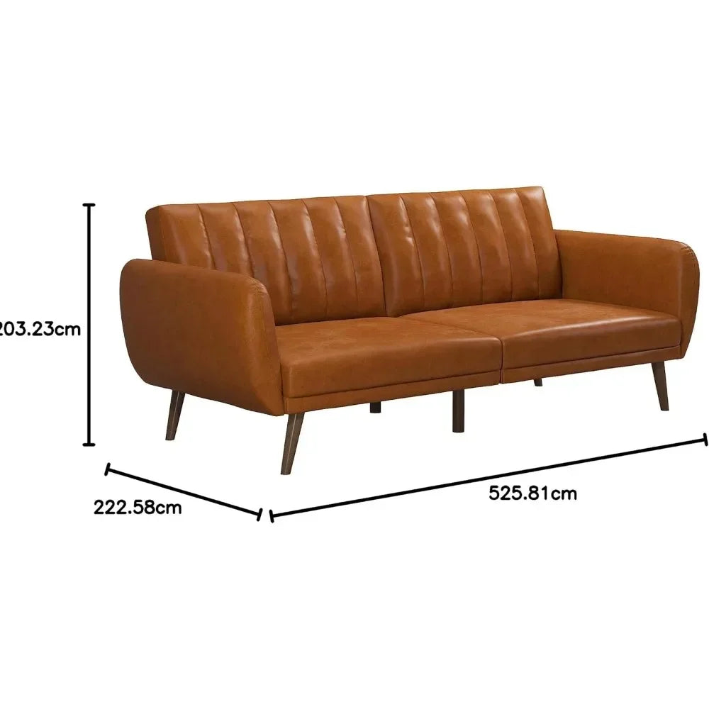 Camel Faux Leather Sofa