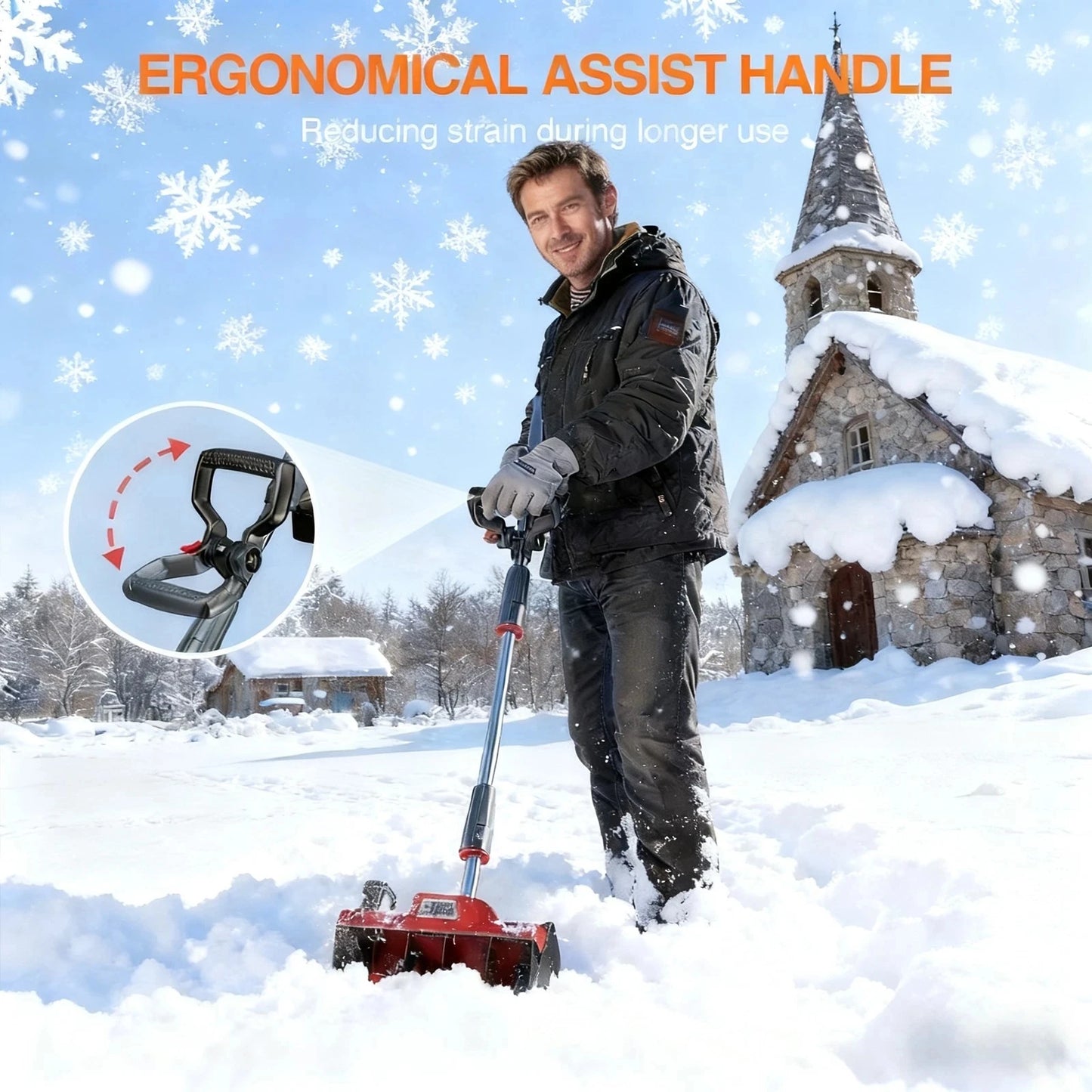 Cordless Snow Blower w/LED Light 23 Ft Thrower Distance