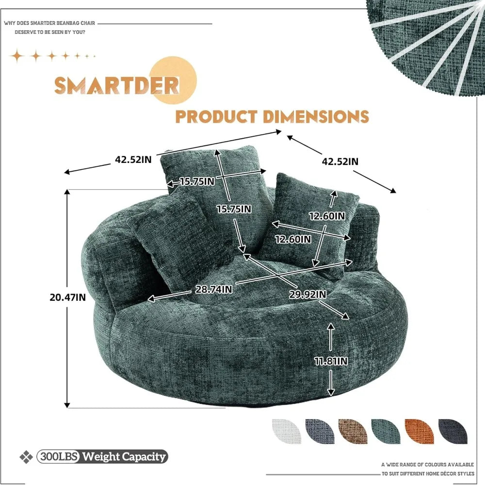 Oversized Bean Bag Couch with 3 Pillows